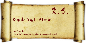 Kopányi Vince névjegykártya