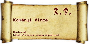 Kopányi Vince névjegykártya